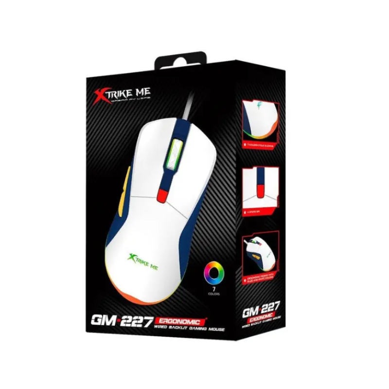 Мышь игровая XTRIKE GM-227 RGB 6 кнопок 1200-3600 DPI White