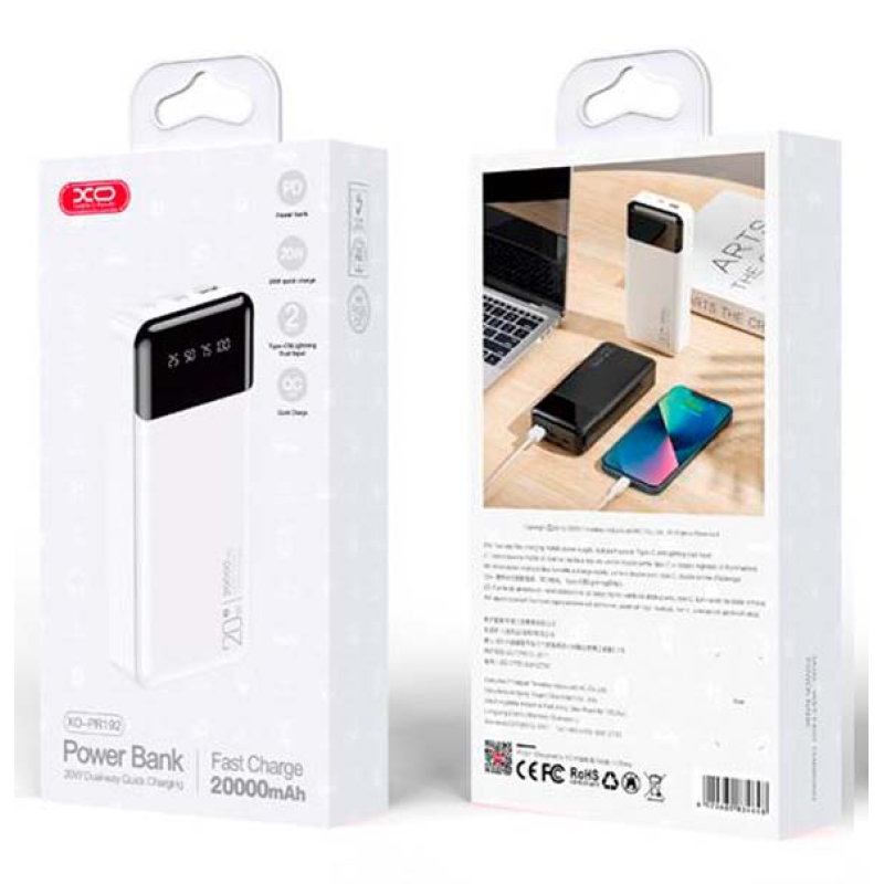 Power Bank XO PR192 PD20W/QC18W 20000 mAh White