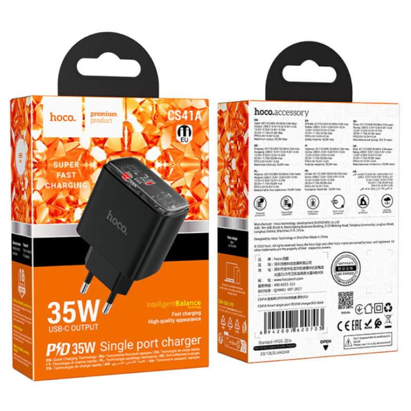 Сетевой адаптер Hoco CS41A Smart PD35W Black