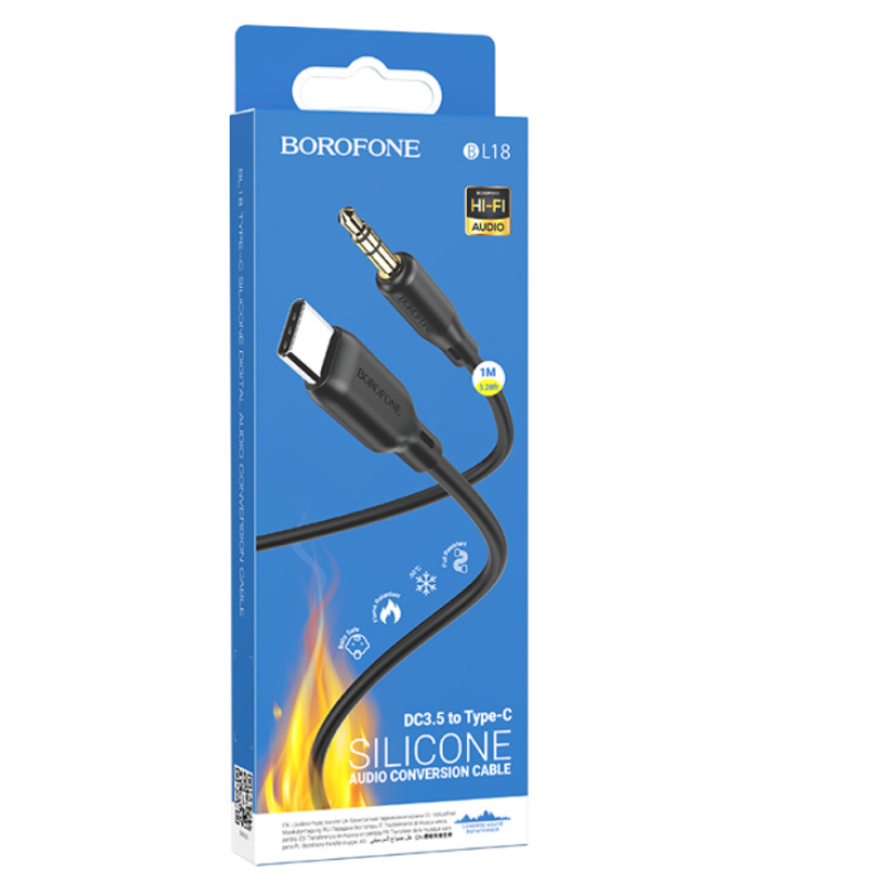 Кабель AUX Borofone BL18 audio Type-C to 3.5mm 1m Black