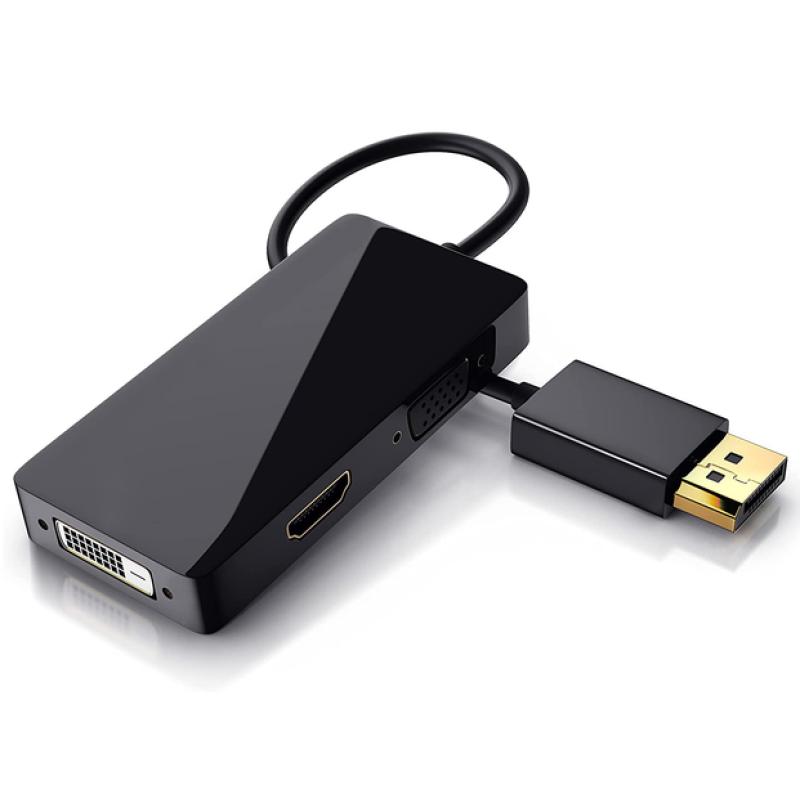 Перехідник / Конвертер DisplayPort DP to HDMI DVI VGA 3 IN 1 Black