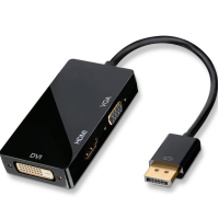 Перехідник / Конвертер DisplayPort DP to HDMI DVI VGA 3 IN 1 Black