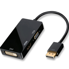 Перехідник / Конвертер DisplayPort DP to HDMI DVI VGA 3 IN 1 Black