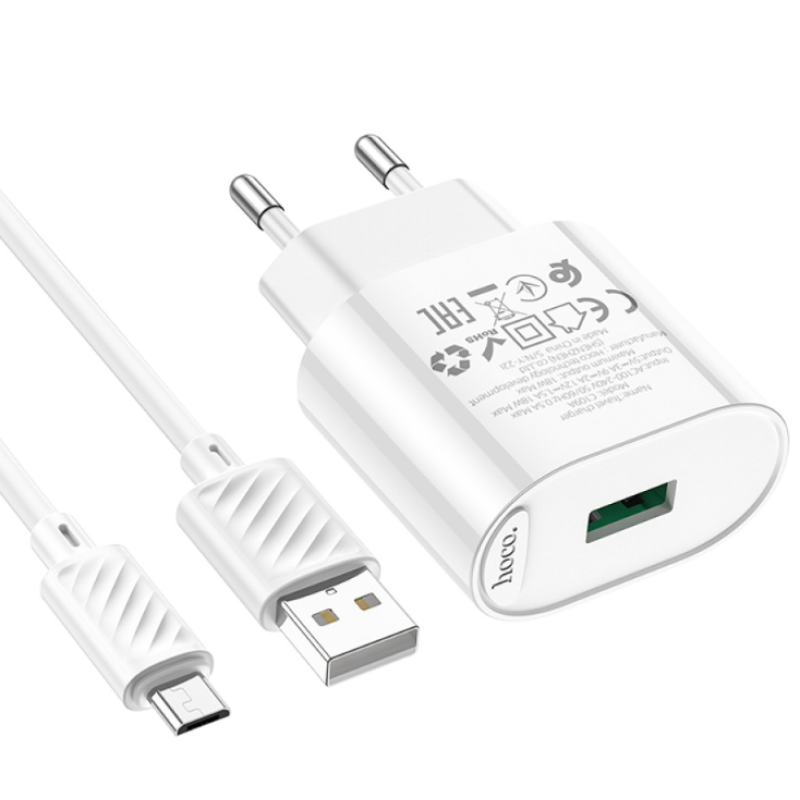 Зарядное устройство Hoco C109A QC3.0 Micro USB 18W White