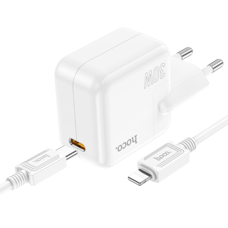 Зарядний пристрій Hoco C112A PD30W+QC3.0+ кабель Type-C to Lightning