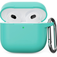 Чехол футляр для наушников AirPods 4 с микрофиброй Тиффани
