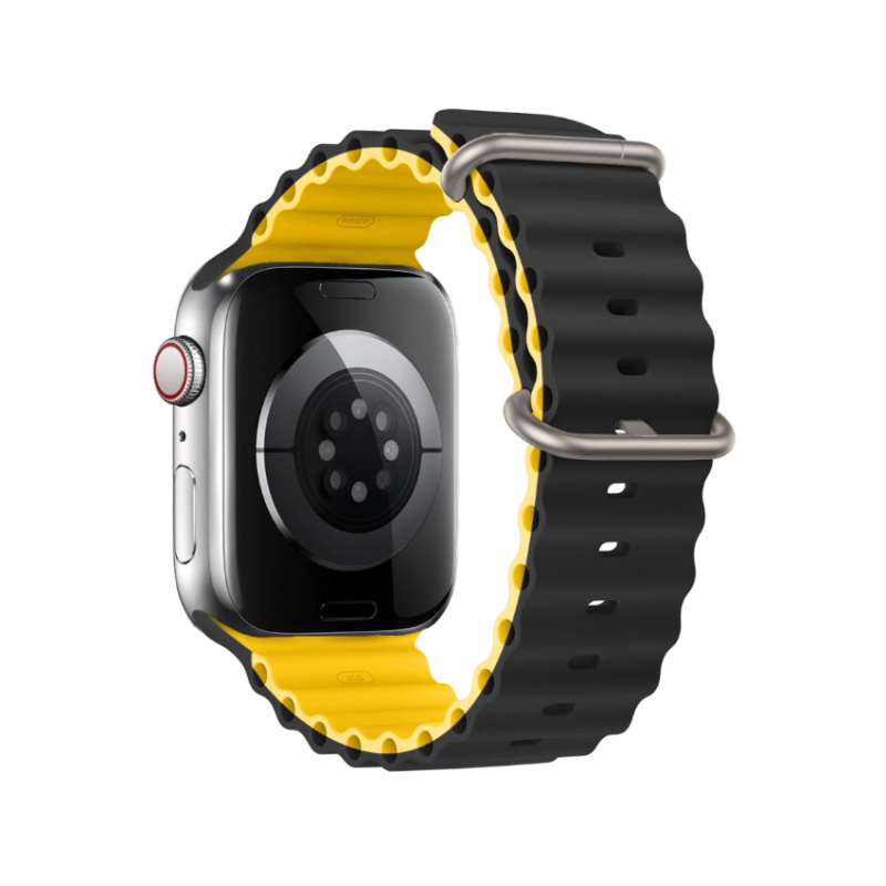 Ремінець Apple Watch Ocean band 2 Colors silicone 42/44/45/49 mm Black and Yellow
