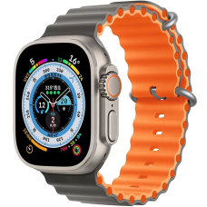 Ремешок Apple Watch Ocean band 2 Colors silicone 42/44/45/49 mm Dark Grey and Orange