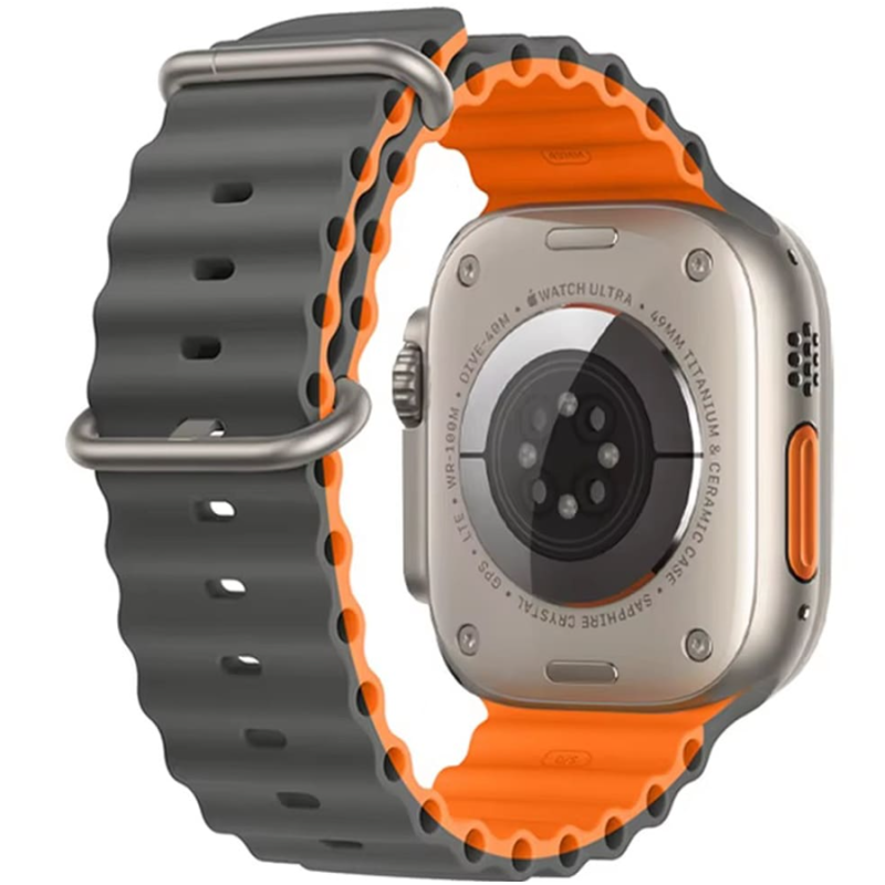 Ремінець Apple Watch Ocean band 2 Colors silicone 42/44/45/49 mm Dark Grey and Orange