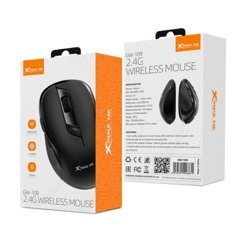 Мышь игровая XTRIKE GW-109 RGB 6 кнопок 600-1200 DPI Black