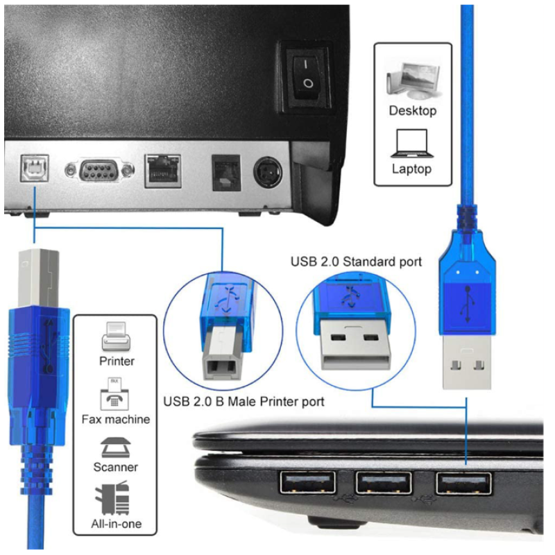 Кабель USB 2.0 AM-BM (3m) blue