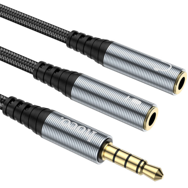 Кабель AUX Hoco UPA21 2in1 audio adapter 3.5mm male to 2 female