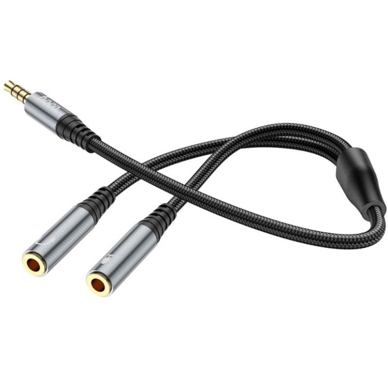 Кабель AUX Hoco UPA21 2in1 audio adapter 3.5mm male to 2 female