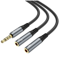 Кабель AUX Hoco UPA21 2in1 audio adapter 3.5mm male to 2 female