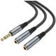 Кабель AUX Hoco UPA21 2in1 audio adapter 3.5mm male to 2 female