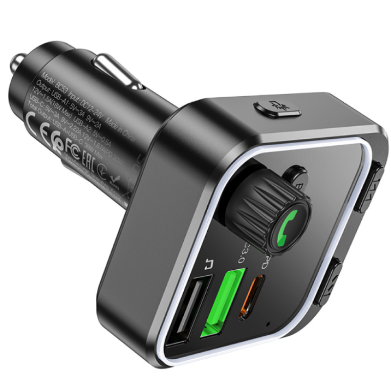 FM Модулятор Borofone BC53 Highway PD20W+QC3.0