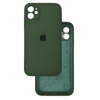 Чохол Silicone Case Square Square Full+Camera iPhone 11 темно-зелений (Dark green)