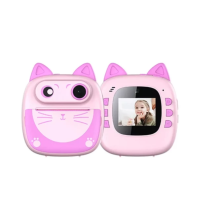 Дитяча фотокамера D6 Cat з функцією друку та фронтальною камерою Pink