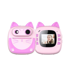 Детская фотокамера D6 Cat с функцией печати и фронтальной камерой Pink