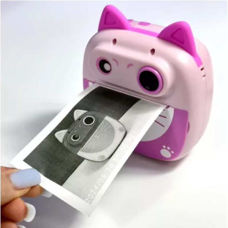 Детская фотокамера D6 Cat с функцией печати и фронтальной камерой Pink