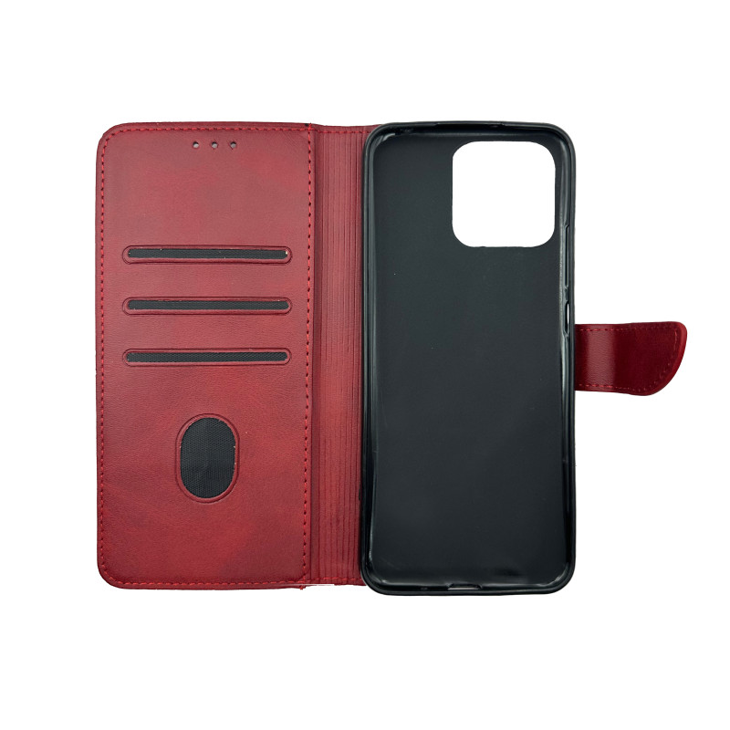 Книга Business leather хлястик Xiaomi Redmi 12 4G красный