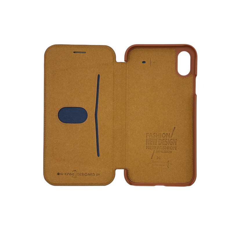 Чехол книжка G-case Leather iPhone X/Xs Brown