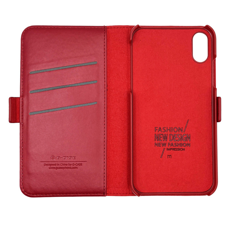 Чехол книжка G-case Leather Honour iPhone Xs Max Red