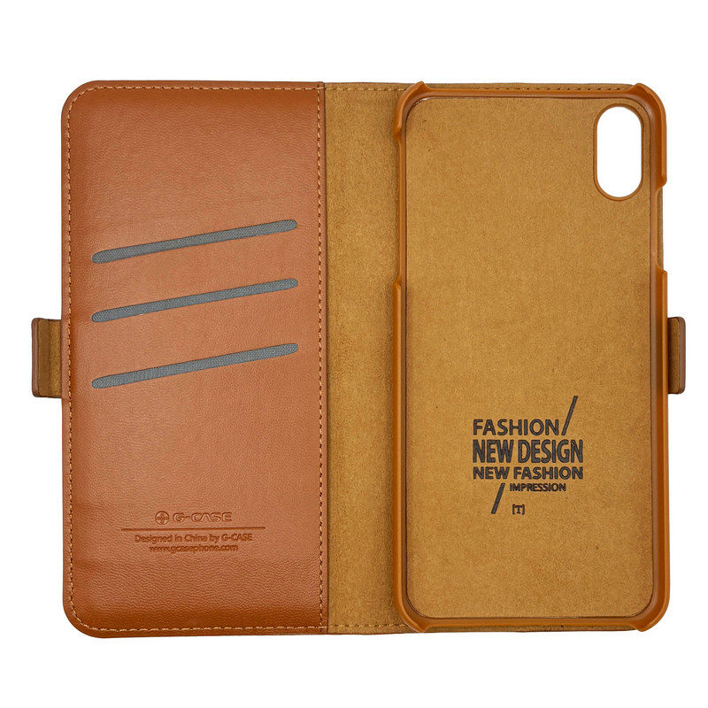 Чохол книжка G-case Leather Honour iPhone Xs Max Brown