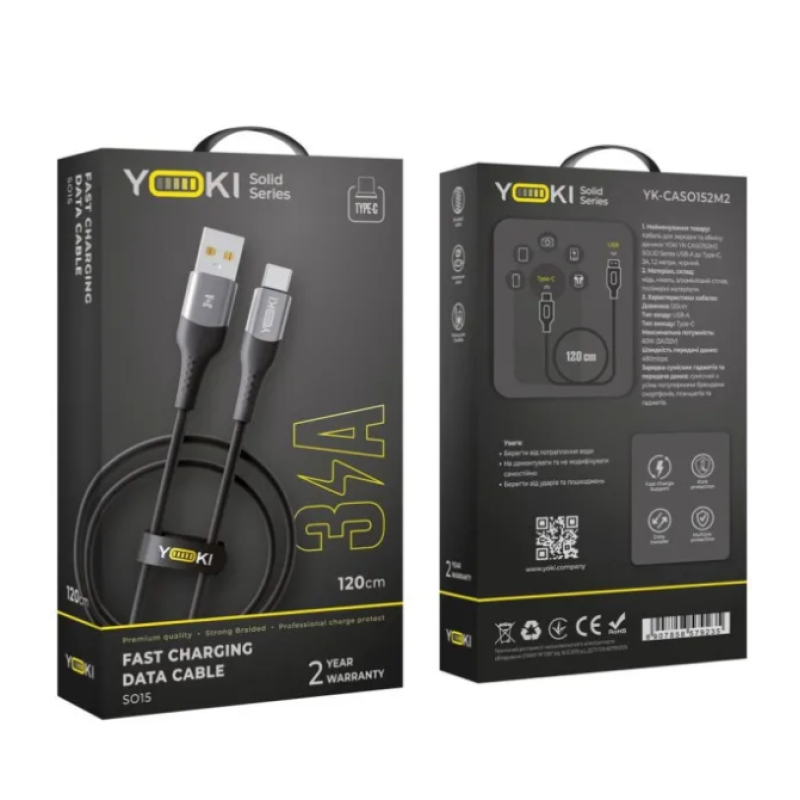 Кабель USB Type-C YOKI SOLID YK-SO15 3A 1.2m