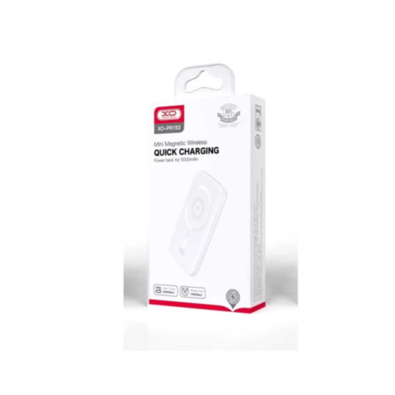 Power Bank XO PR153 PD20W Magnetic wireless 15W Type-C 5000mAh White