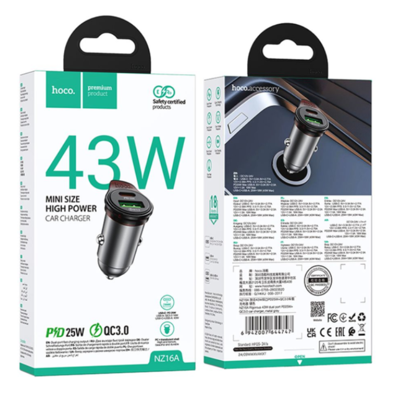 АЗП Hoco NZ16A 43W PD25W+QC3.0