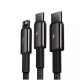 Кабель 3in1 Baseus Tungsten Gold One-for-three Fast Charging Data (Micro USB+Lightning+Type-C) 3.5A 1.5м
