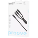 Кабель 3in1 Proove Hydra Type-C + Micro USB + Lightning 3А 1m