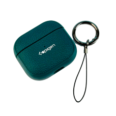 Чехол футляр для наушников AirPods Pro Spigen Ring Leather Armor Green