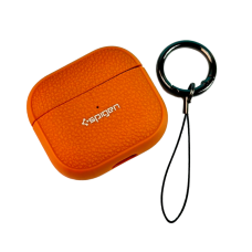 Чехол футляр для наушников AirPods Pro Spigen Ring Leather Armor Orange
