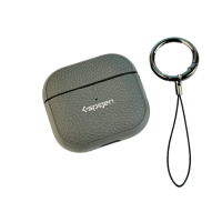 Чехол футляр для наушников AirPods Pro Spigen Ring Leather Armor Grey