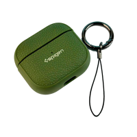 Чехол футляр для наушников AirPods Pro Spigen Ring Leather Armor Army Green