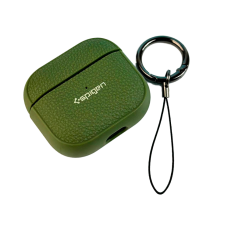 Чехол футляр для наушников AirPods Pro Spigen Ring Leather Armor Army Green