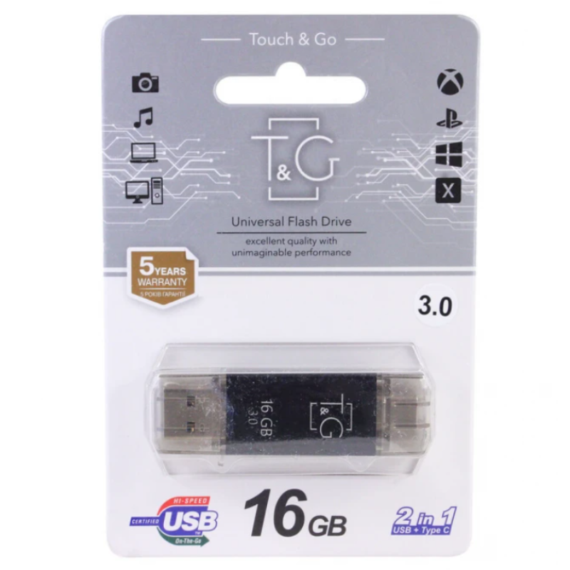 USB+Type C Flash T&G TG009 16Gb 2.0