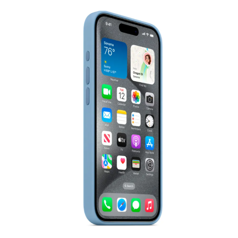 Чехол Silicone Case Original with MagSafe с анимацией iPhone 15 Pro Синий (Winter Blue)