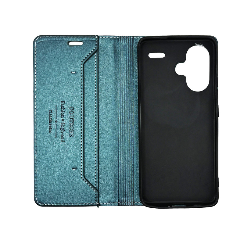 Чехол книжка кожаный GQ Xiaomi Redmi Note 13 Pro Plus Зеленый