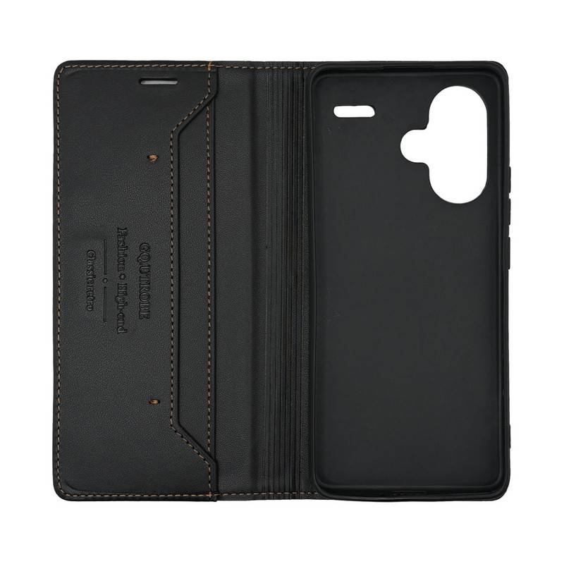 Чехол книжка кожаный GQ Xiaomi Redmi Note 13 Pro Plus Черный