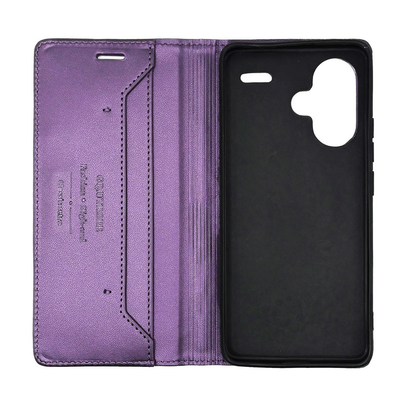 Чехол книжка кожаный GQ Xiaomi Redmi Note 13 Pro Plus Фиолетовый