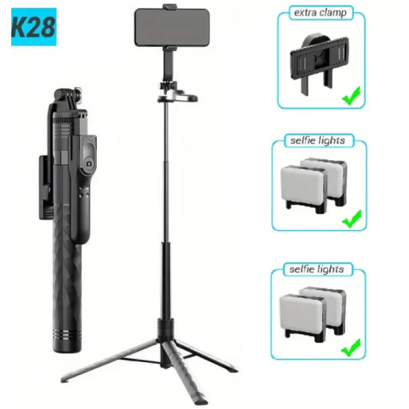 Монопод (трипод)  K28-4 Button Bluetooth / Dual Clamps  (1.75m)