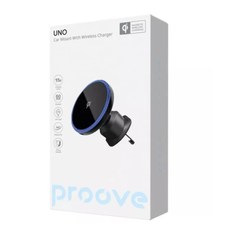 Автомобільний тримач з Бездротовою зарядкою Proove UNO 15W