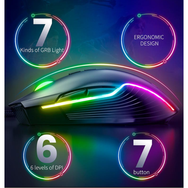 Мышка игровая проводная Onikuma CW905 RGB DPI 1200-7200