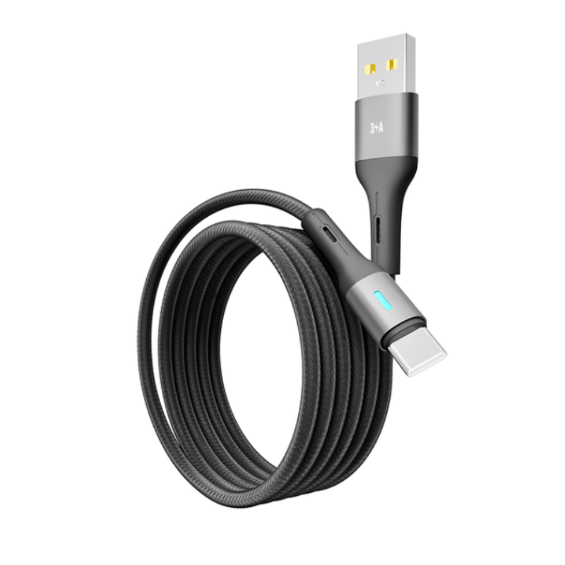 Кабель USB-Type C YOKI LED YK-LE17 3A 1.2m Black