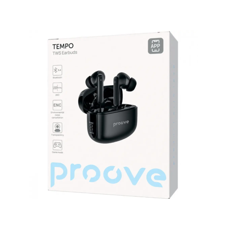 Беспроводные наушники Proove Tempo TWS with ANC (APP) Black