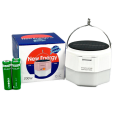 Лампа для кемпинга New Energy 200W 3600mAh 6800-7300К +3 аккумулятора 18650 + Solar 9см