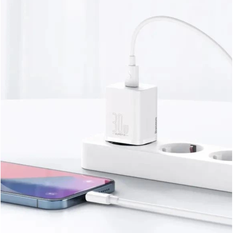 Сетевой адаптер Baseus Super Silicone Quick Charger Type C 30W White